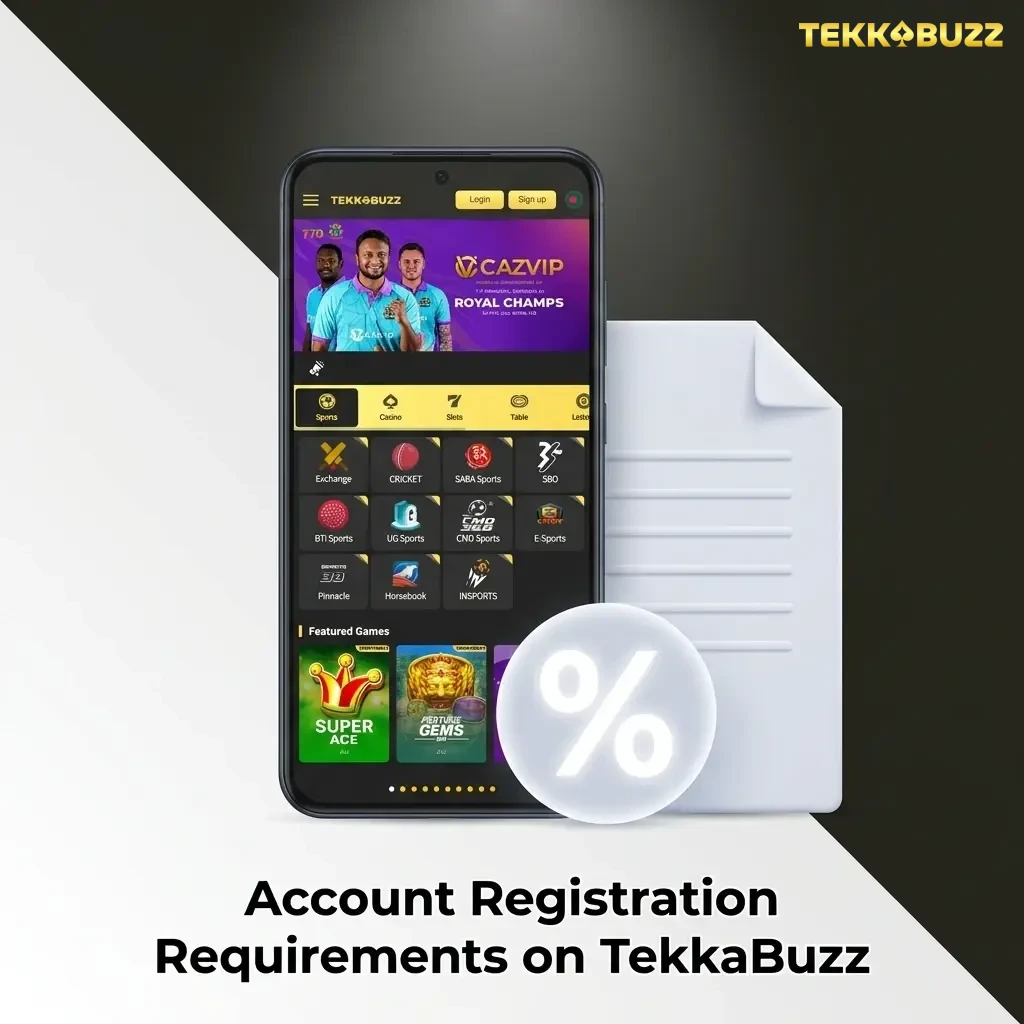 TekkaBuzz account registration requirements showing age, identity, and eligibility rules for real-money gambling participants