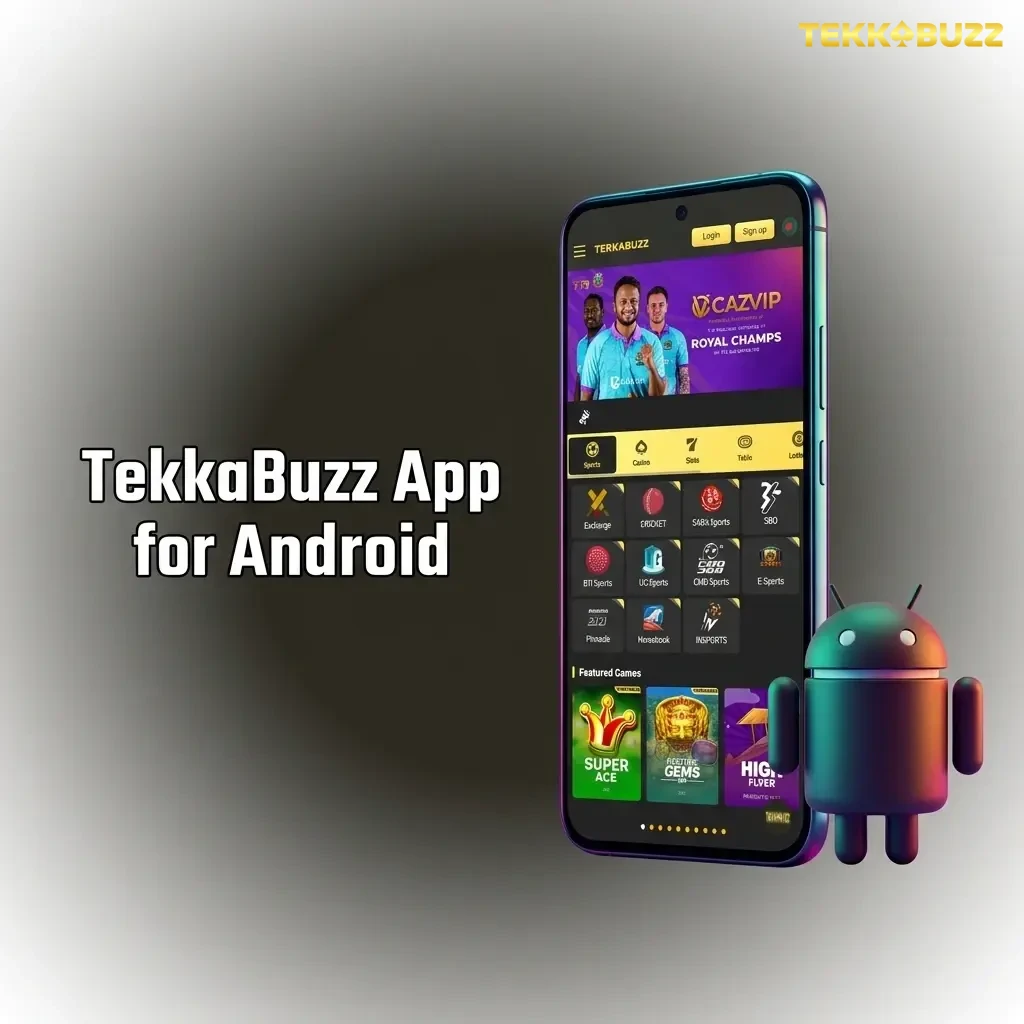 TekkaBuzz Android app interface showing sports betting, casino games, and local payment options for Bangladesh users