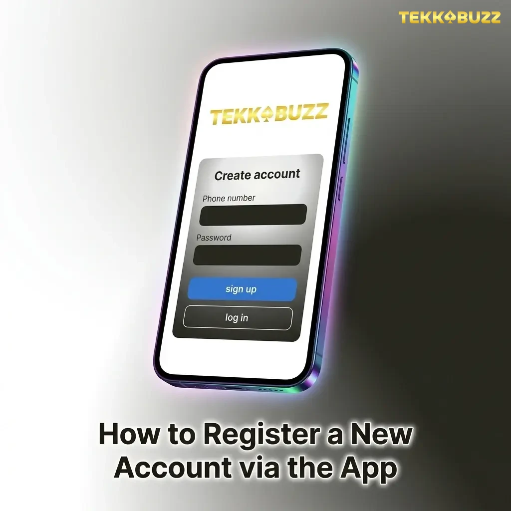 TekkaBuzz app registration screen showing step-by-step account sign-up process on a mobile device