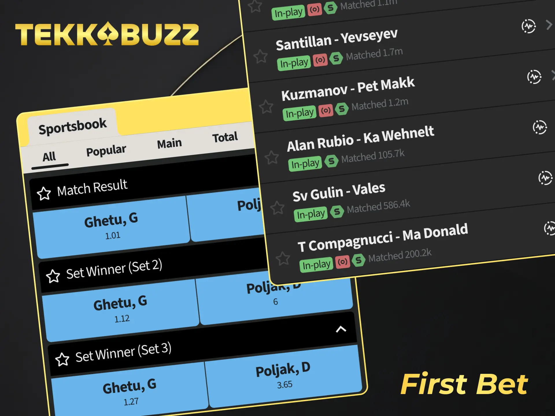 Complete your quick registration and place your first bet on TekkaBuzz.