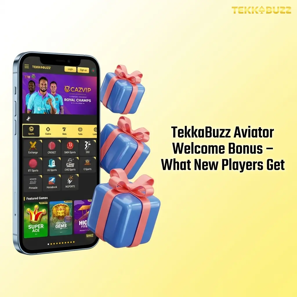 TekkaBuzz welcome bonus table showing 100% deposit match up to 10,000 BDT with 100 free spins for new players